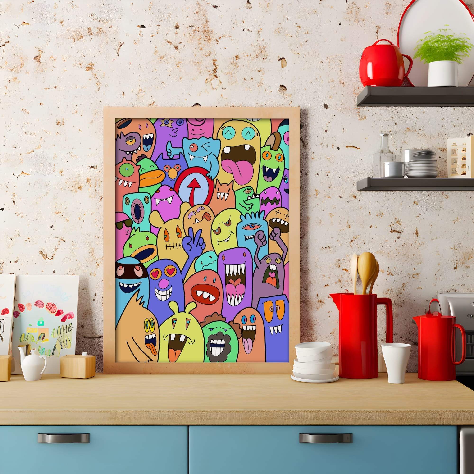 Ice Cream Explosion Snack War Cartoon Food Fight Matte Canvas Print - Image 3
