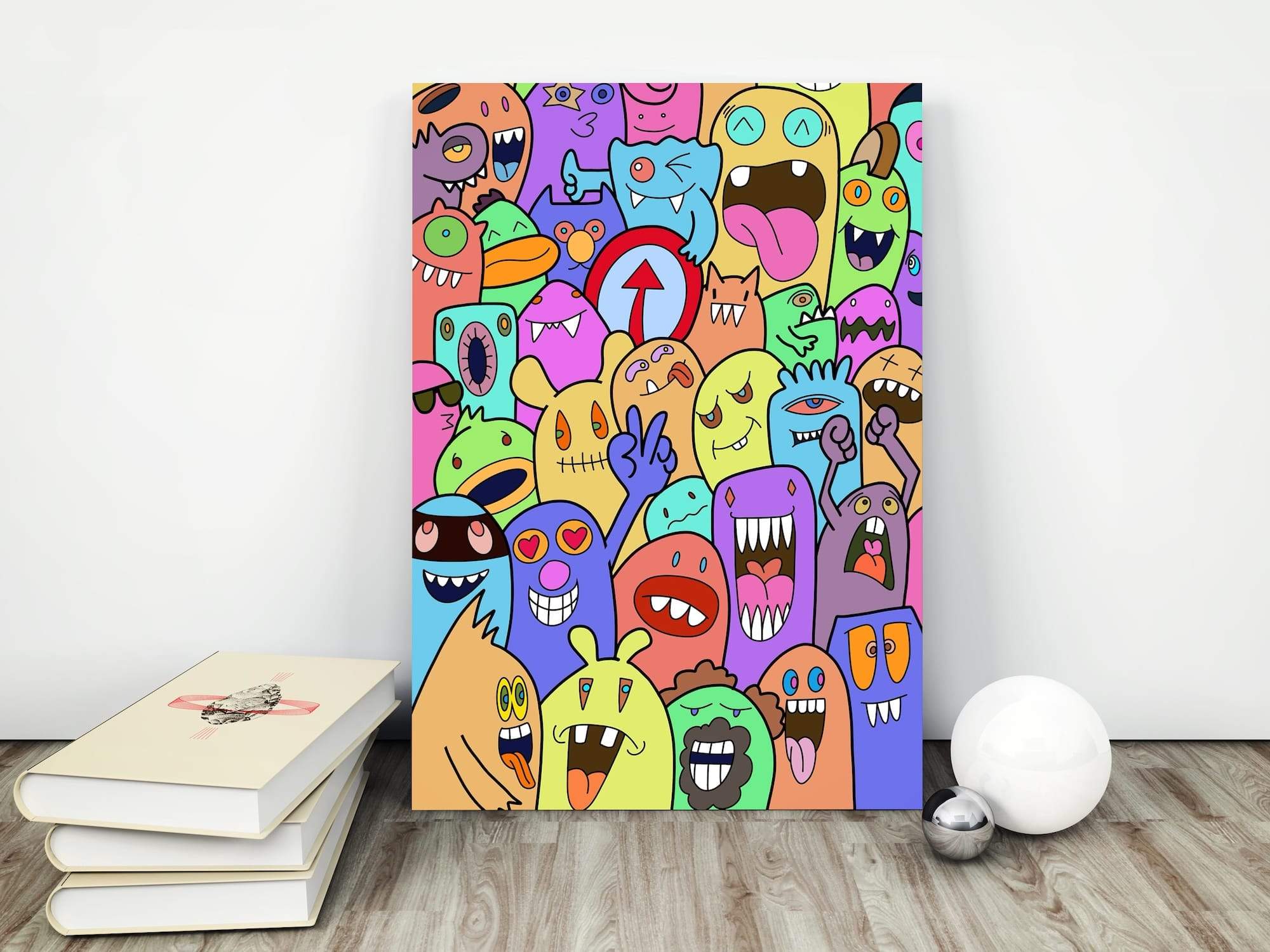 Ice Cream Explosion Snack War Cartoon Food Fight Matte Canvas Print - Image 4