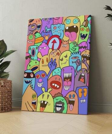 Ice Cream Explosion Snack War Cartoon Food Fight Matte Canvas Print