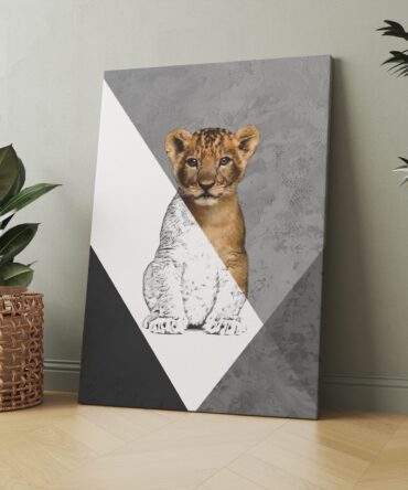 Lion Cub Sketch Curious Eyes Matte Canvas Print