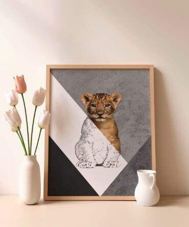 Lion Cub Sketch Curious Eyes Matte Poster Print