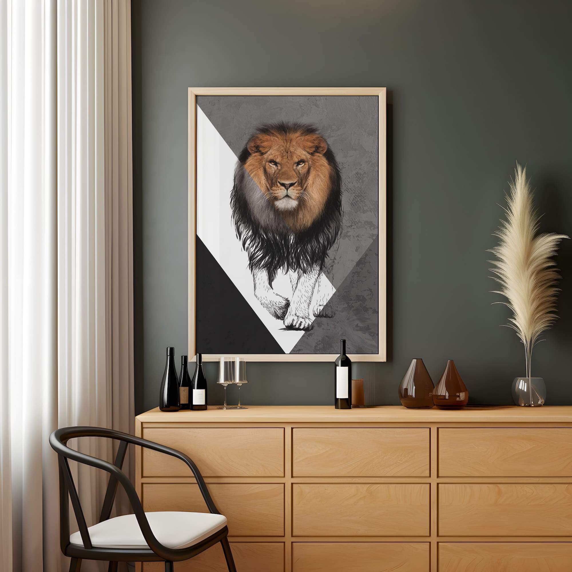 Lion Sketch Fierce Focus Matte Canvas Print - Image 2