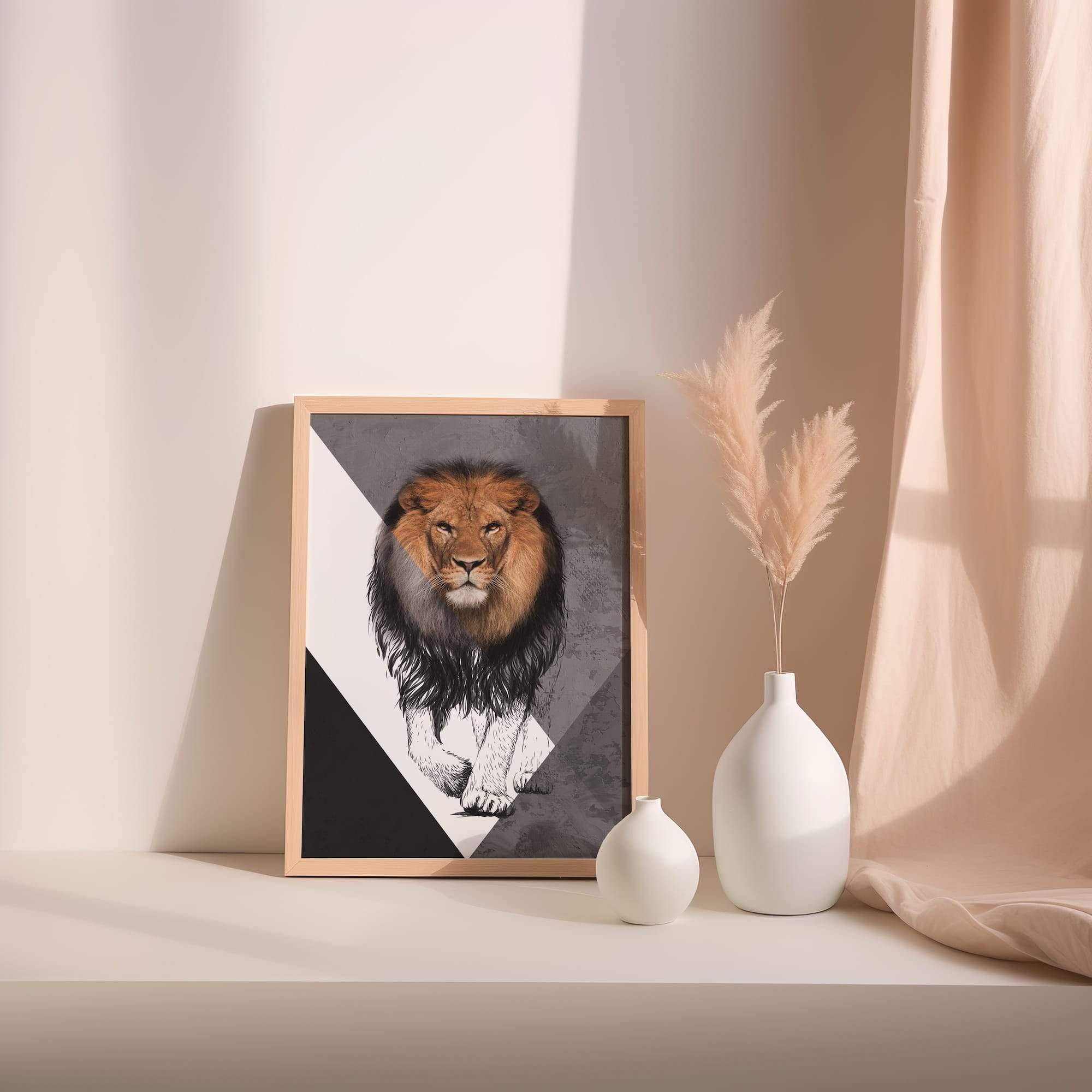 Lion Sketch Fierce Focus Matte Poster Print - Image 2