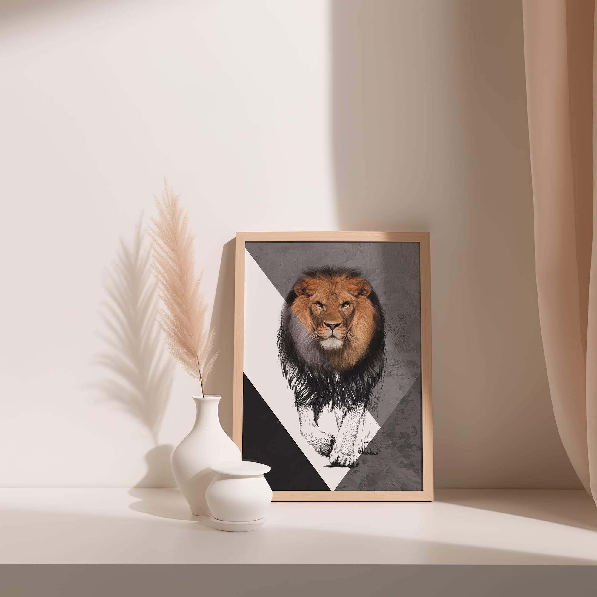 Lion Sketch Fierce Focus Matte Poster Print - Image 3
