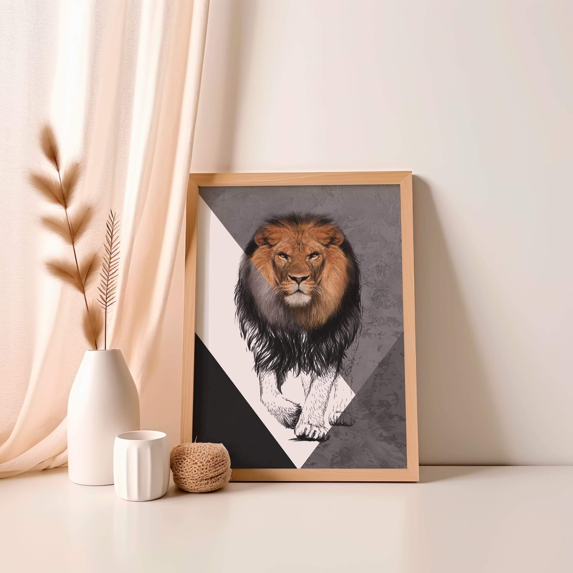 Lion Sketch Fierce Focus Matte Poster Print - Image 4
