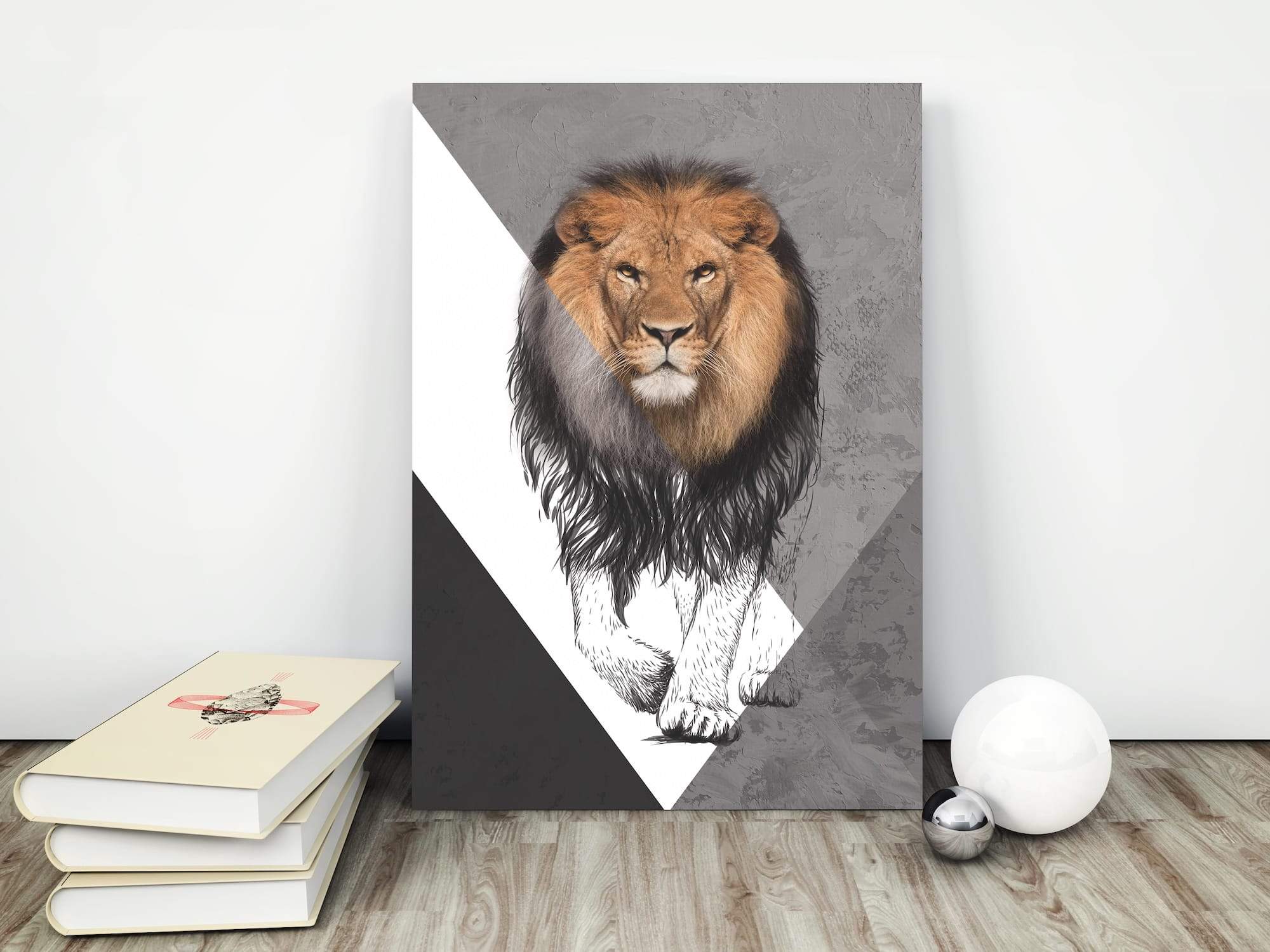 Lion Sketch Fierce Focus Matte Canvas Print - Image 4