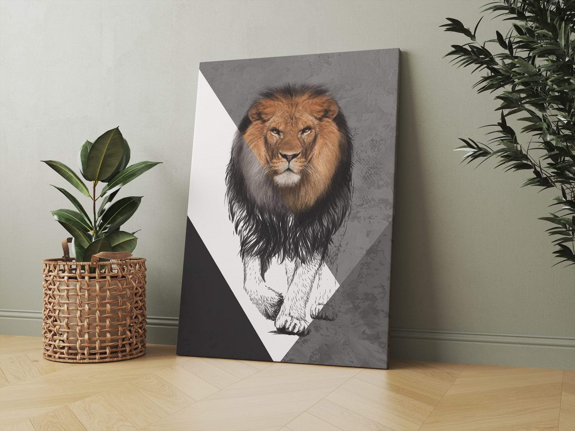 Lion Sketch Fierce Focus Matte Canvas Print