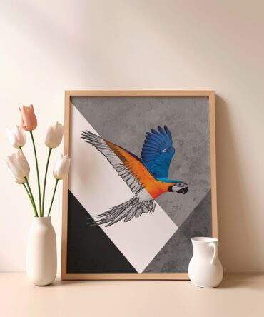 Macaw Sketch Color Flight Matte Poster Print