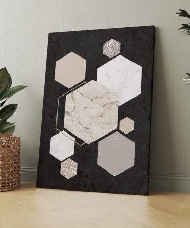 Minimal Marble Hexagon Grid Matte Canvas Print