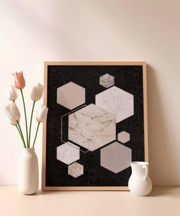 Minimal Marble Hexagon Grid Matte Poster Print