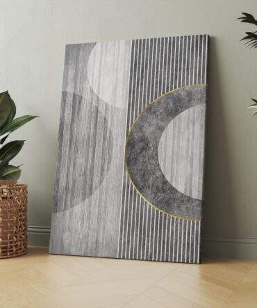 Monochrome Stripe Circles Matte Canvas Print