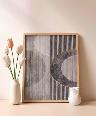 Monochrome Stripe Circles Matte Poster Print