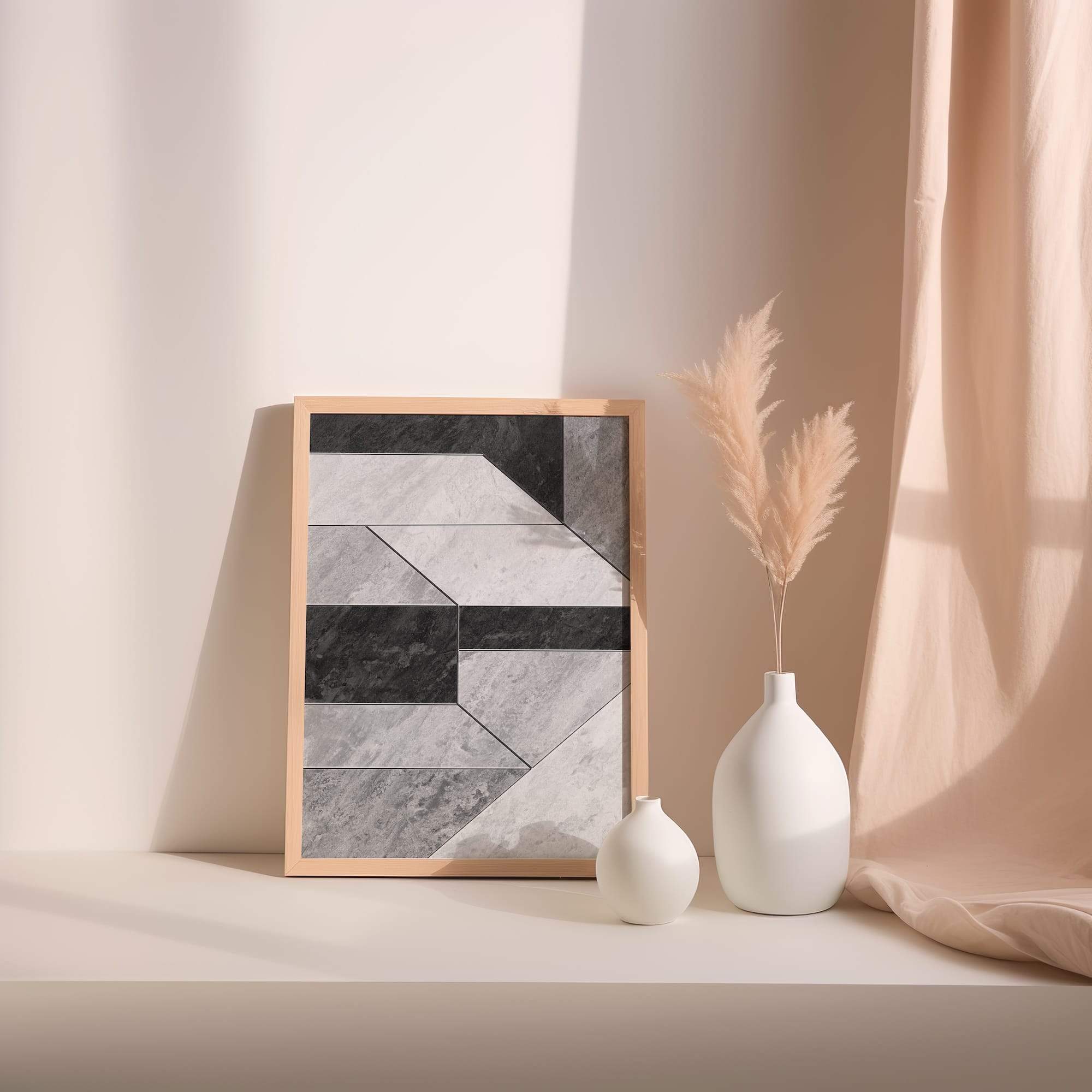 Monochrome Tile Pattern Matte Poster Print - Image 2