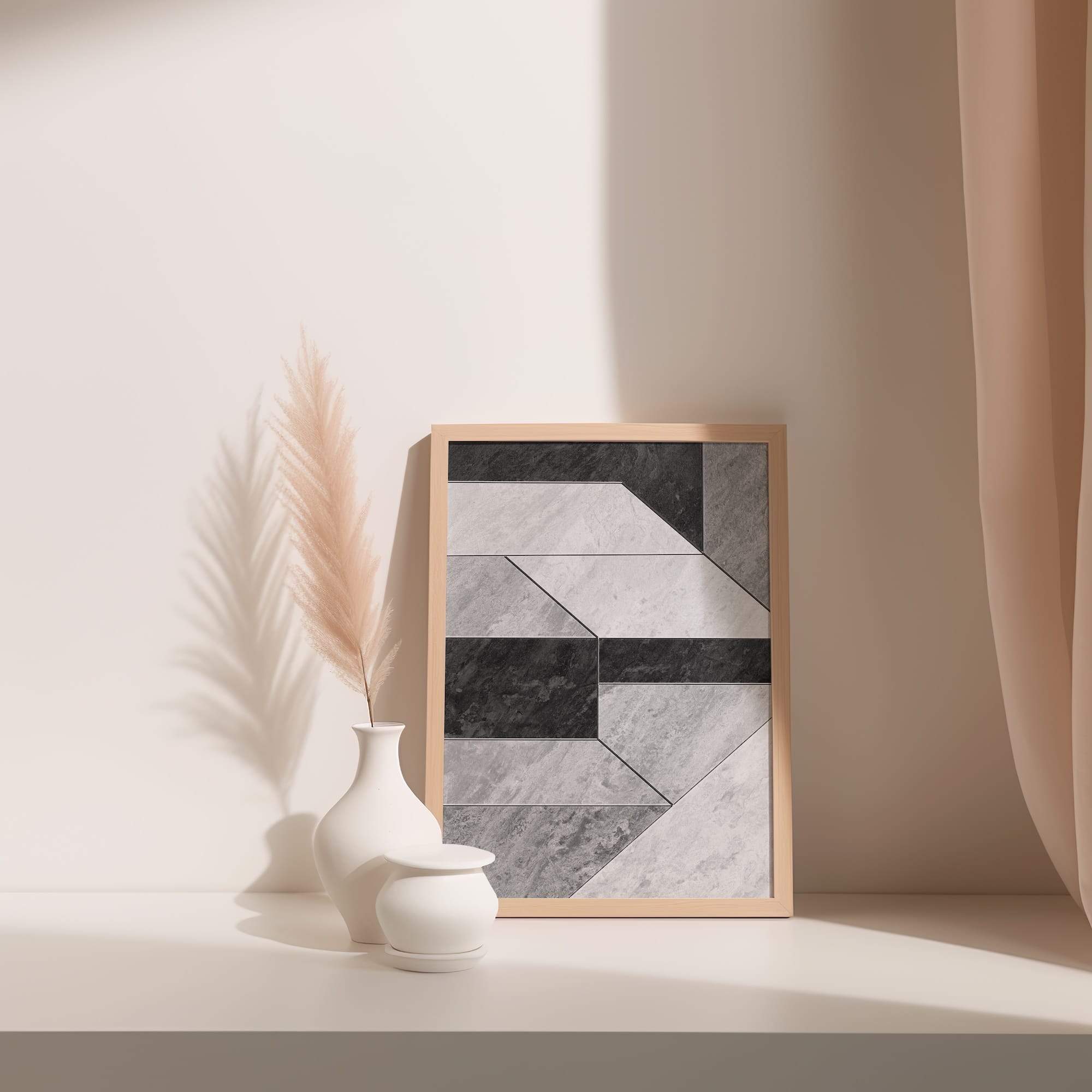 Monochrome Tile Pattern Matte Poster Print - Image 3