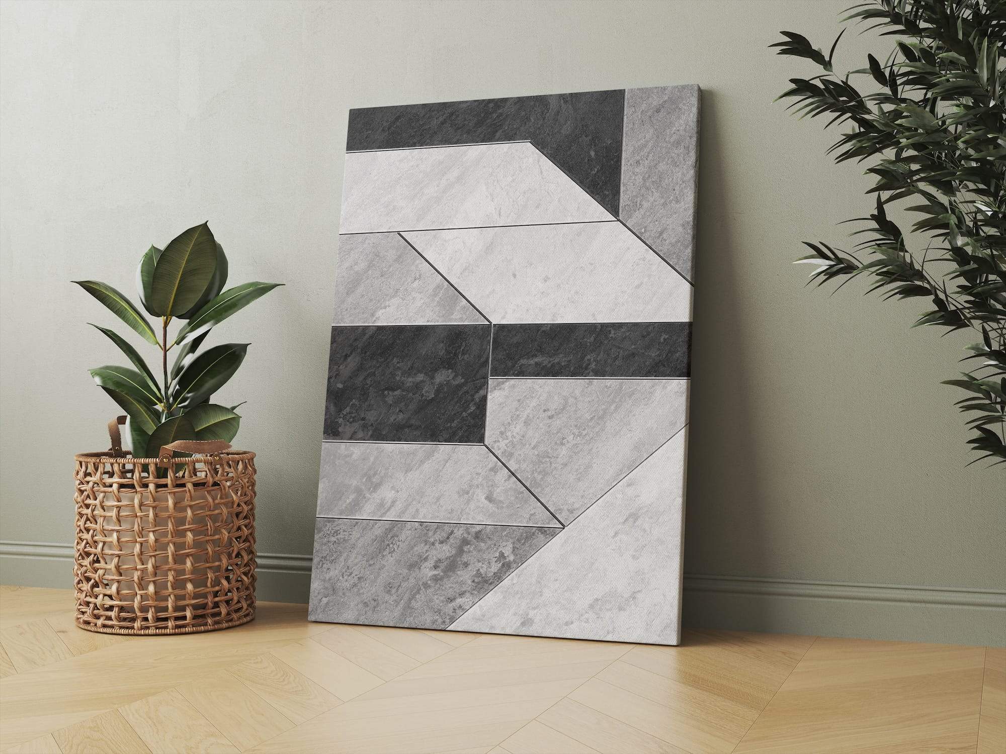 Monochrome Tile Pattern Matte Canvas Print