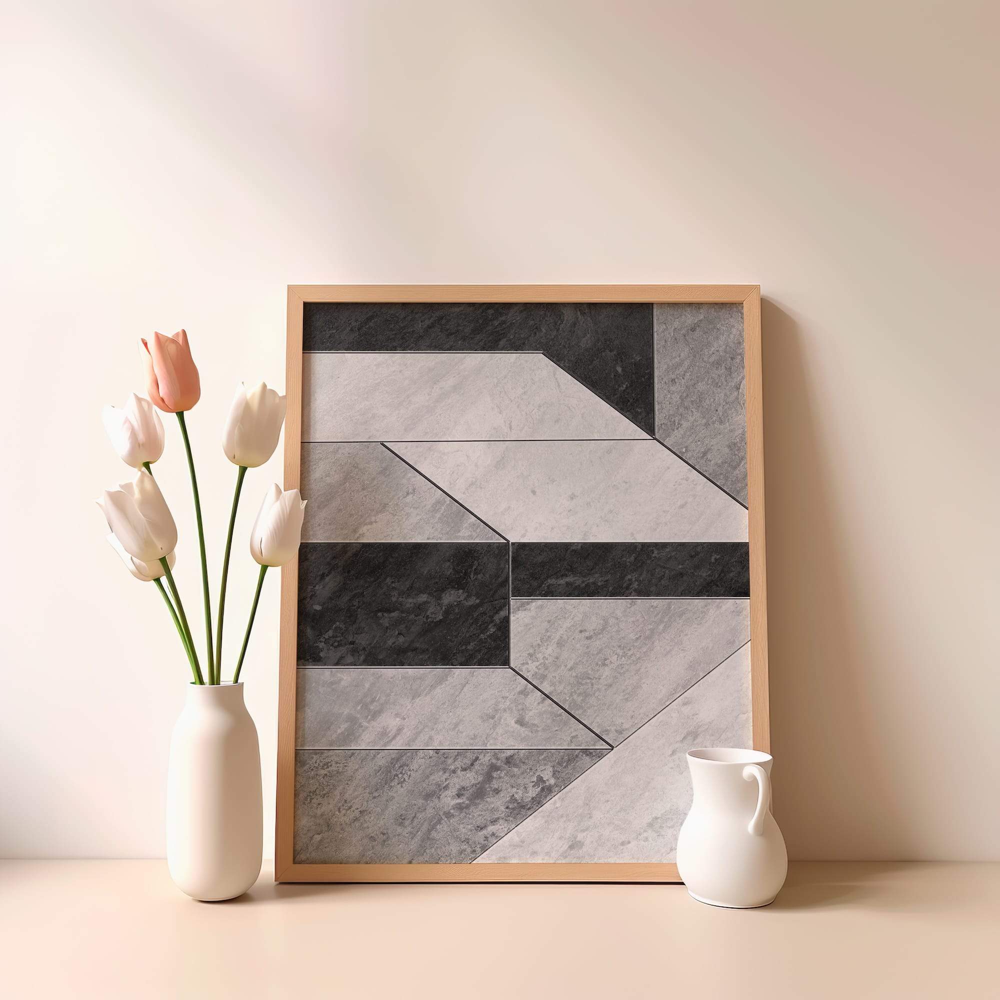 Monochrome Tile Pattern Matte Poster Print