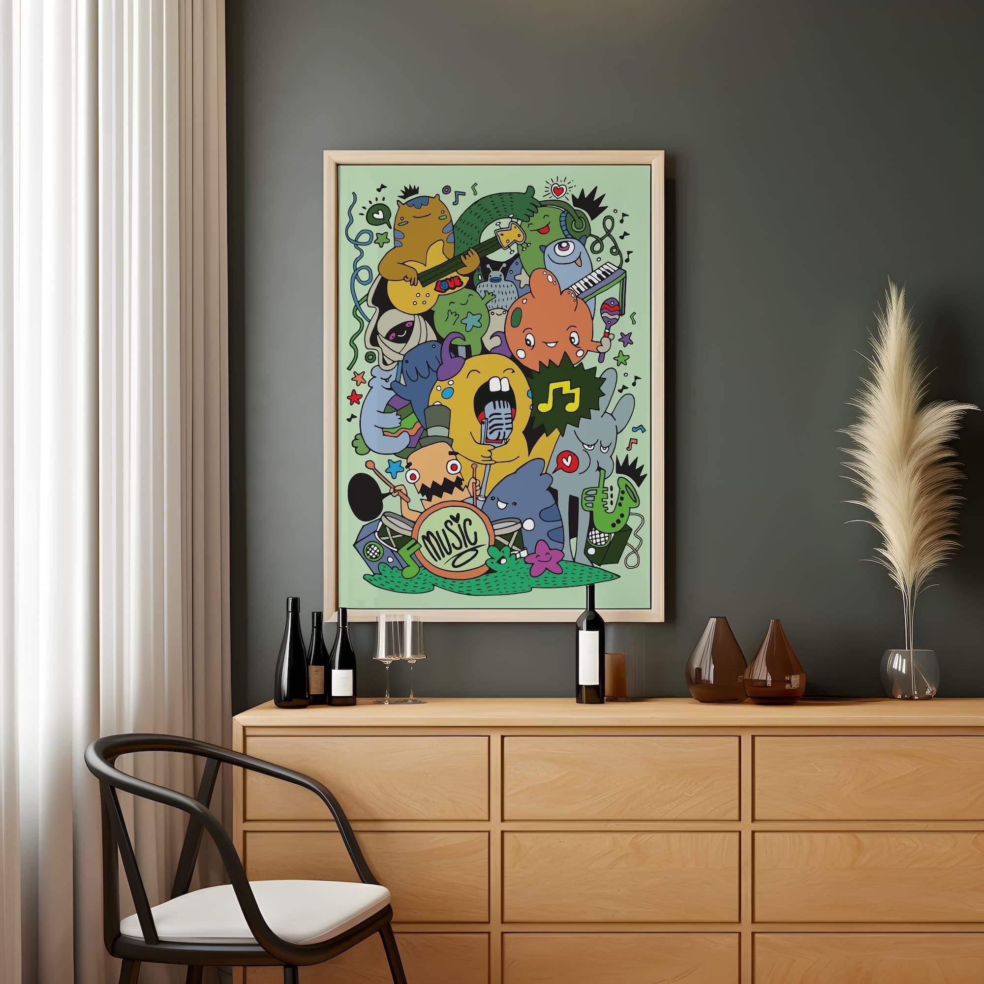 Monster Band Jam Matte Canvas Print - Image 2