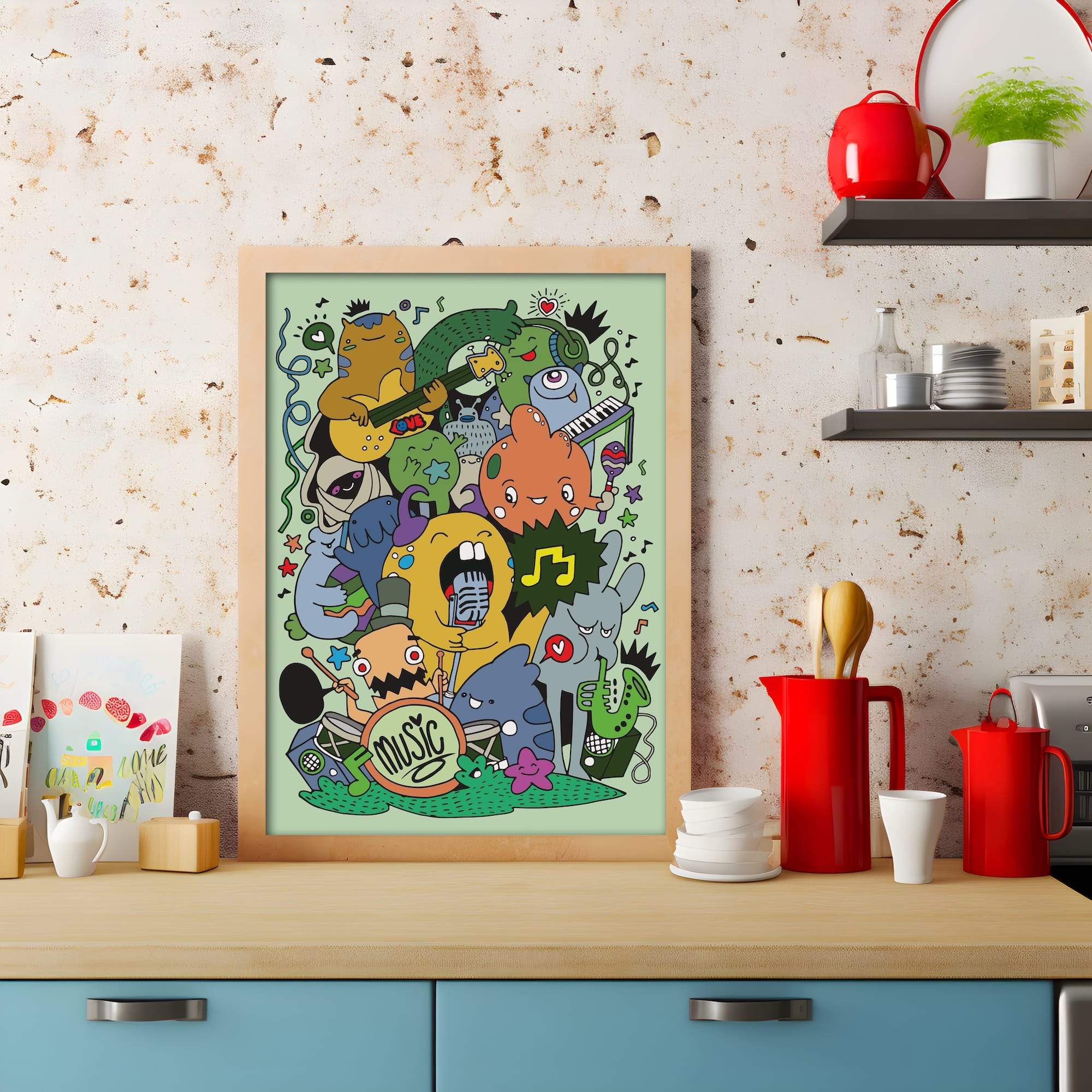 Monster Band Jam Matte Canvas Print - Image 3
