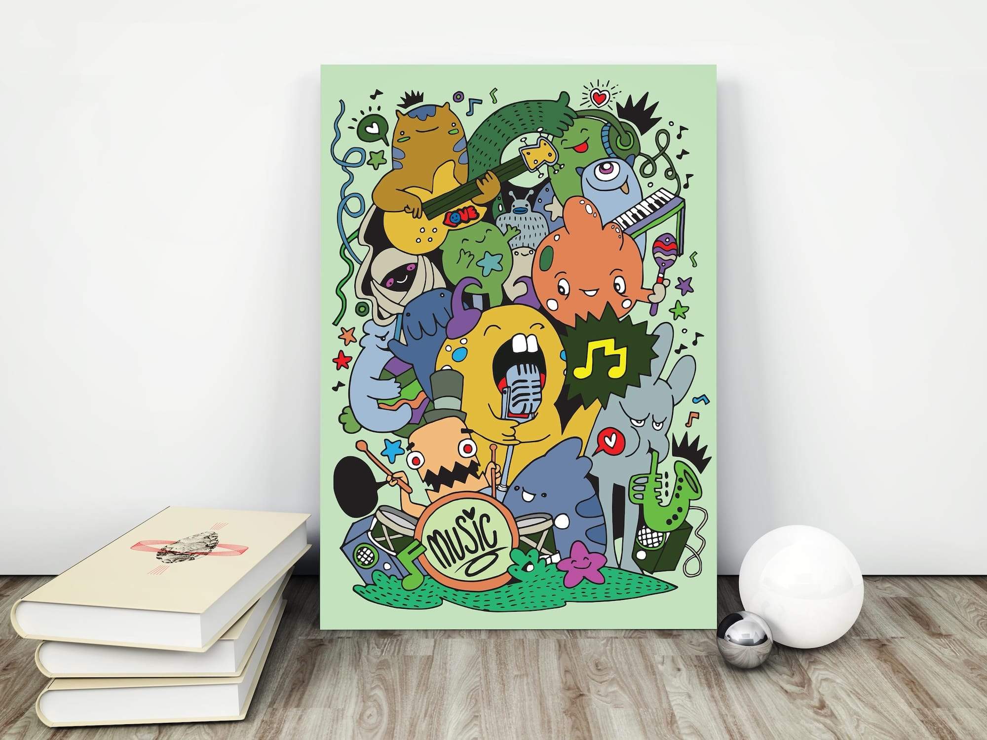 Monster Band Jam Matte Canvas Print - Image 4