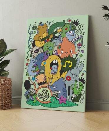 Monster Band Jam Matte Canvas Print