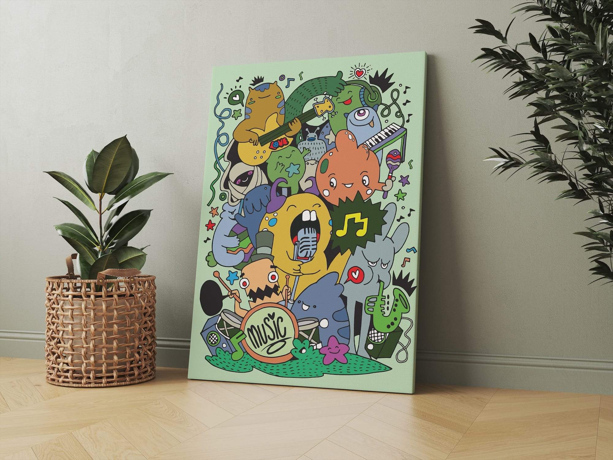 Monster Band Jam Matte Canvas Print
