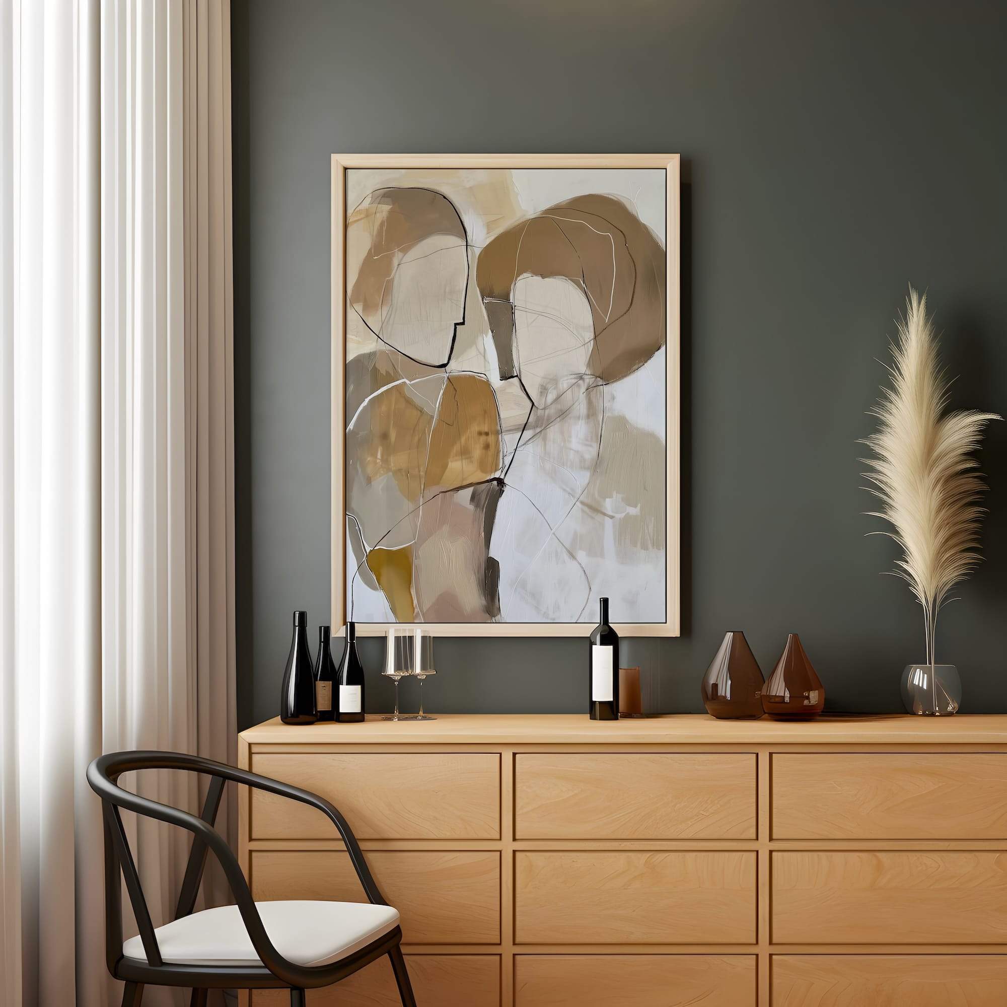 Neutral Line Faces Matte Canvas Print - Image 2