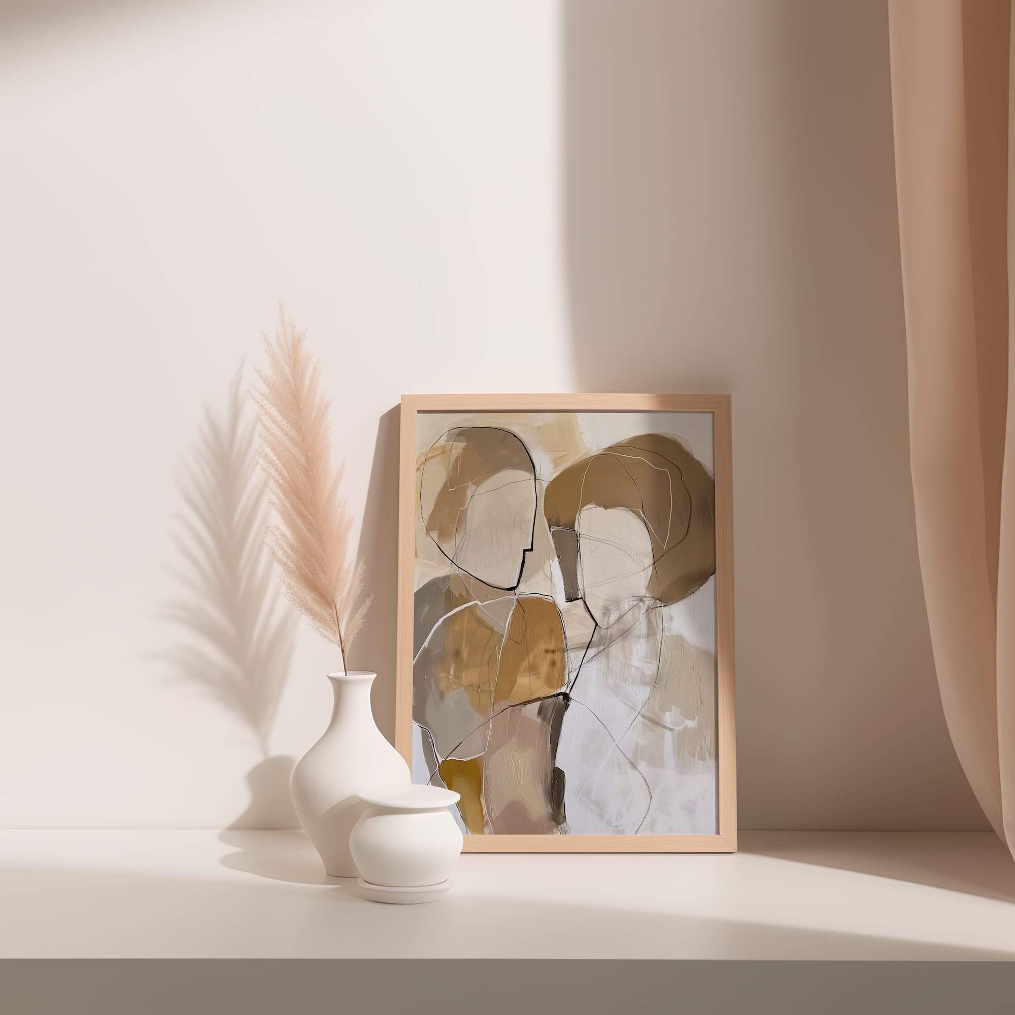 Neutral Line Faces Matte Poster Print - Image 3