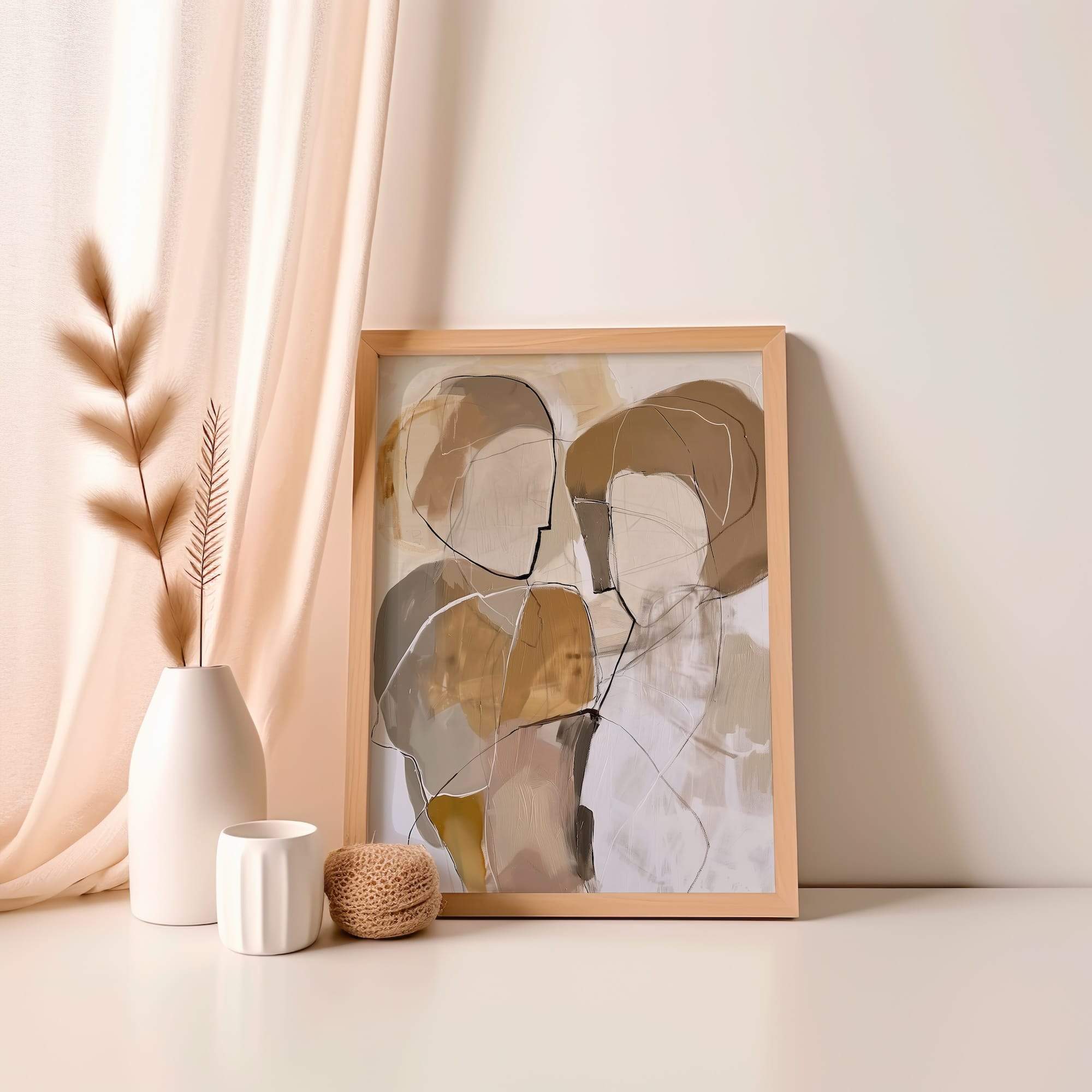 Neutral Line Faces Matte Poster Print - Image 4