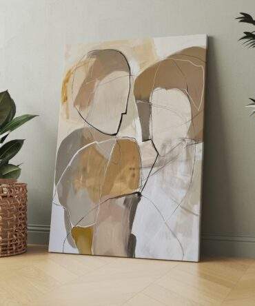 Neutral Line Faces Matte Canvas Print