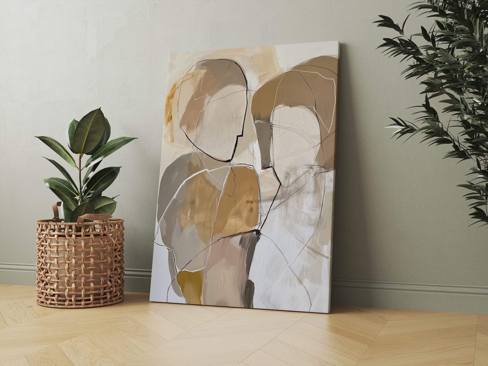 Neutral Line Faces Matte Canvas Print
