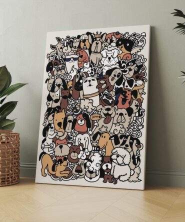 Puppy Face Crowd Matte Canvas Print