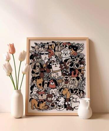 Puppy Face Crowd Matte Poster Print