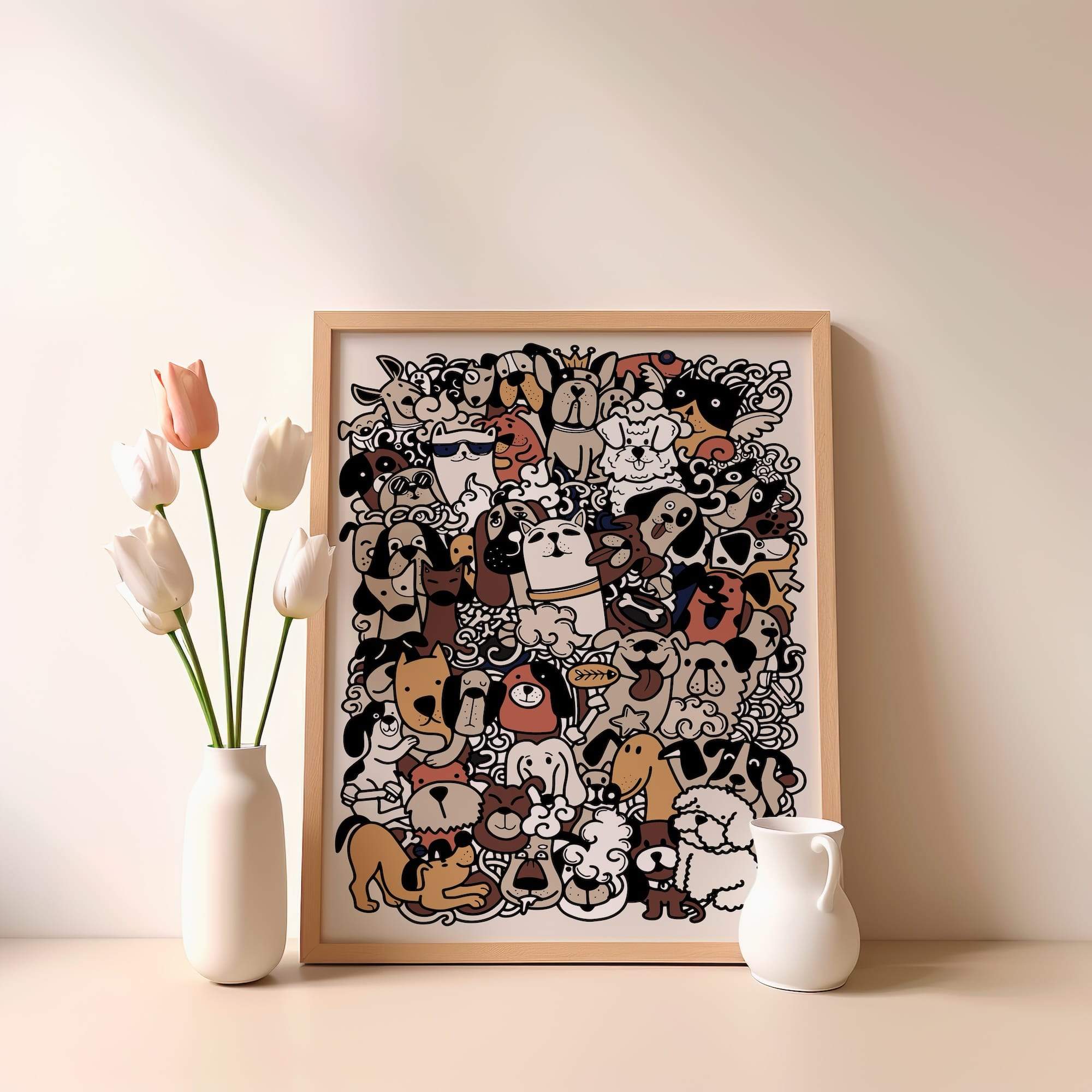 Puppy Face Crowd Matte Poster Print