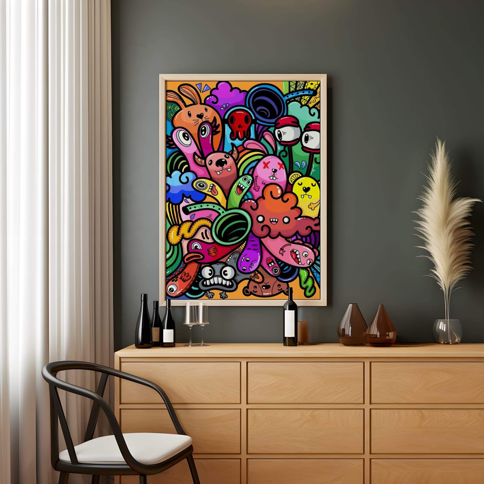 Rainbow Forest Beasts Matte Canvas Print - Image 2