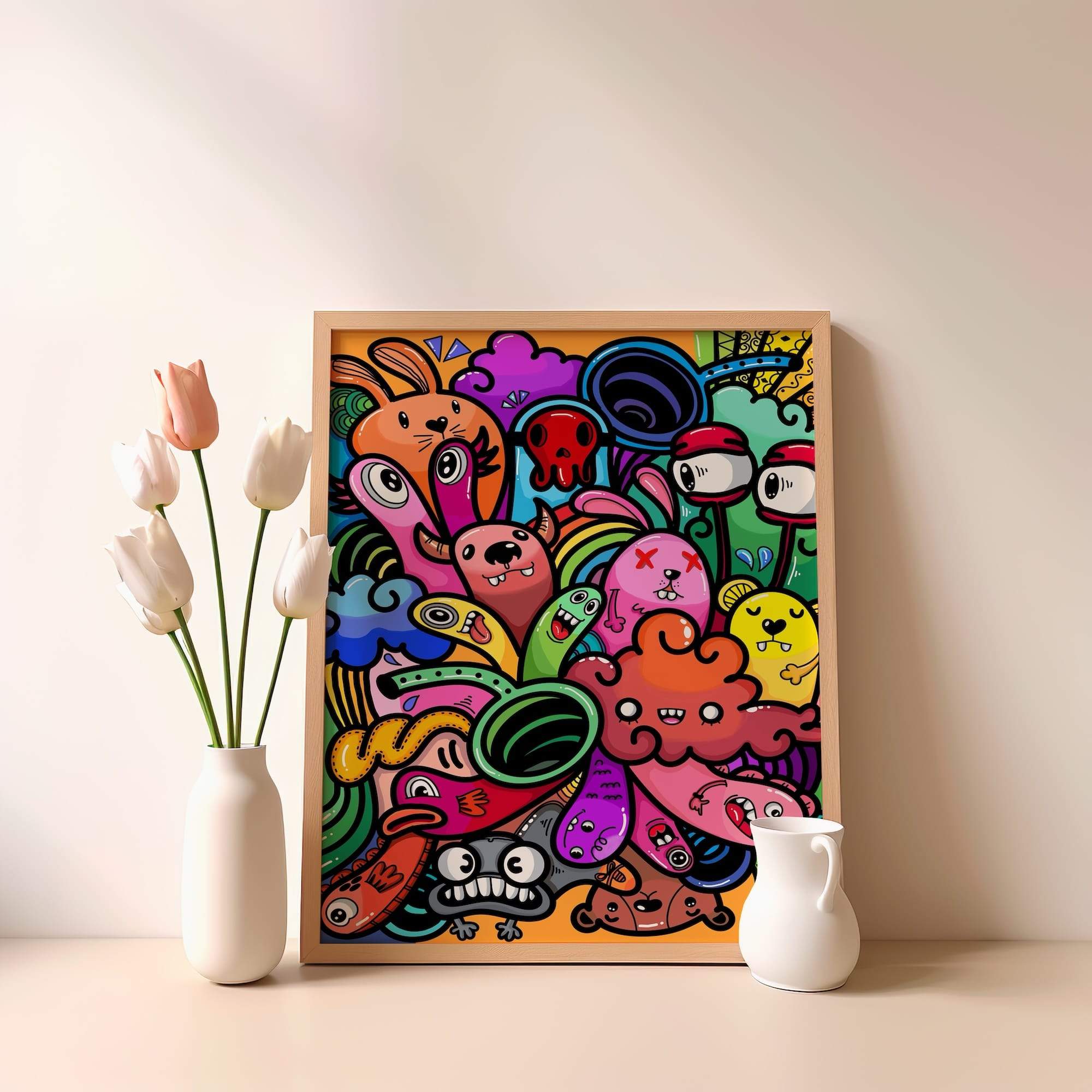 Rainbow Forest Beasts Matte Poster Print