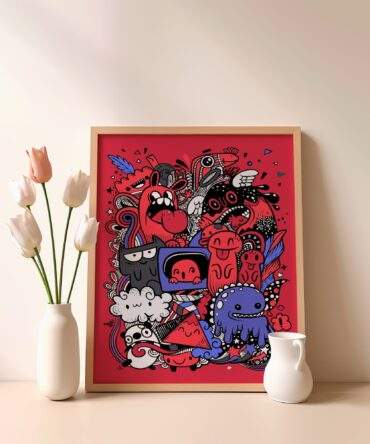 Red Monster Circus Matte Poster Print