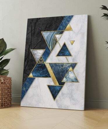 Royal Blue Marble Triangle Matte Canvas Print