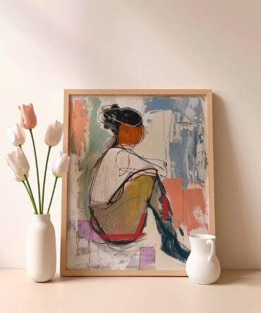 Seated Woman Outline Matte Poster Print