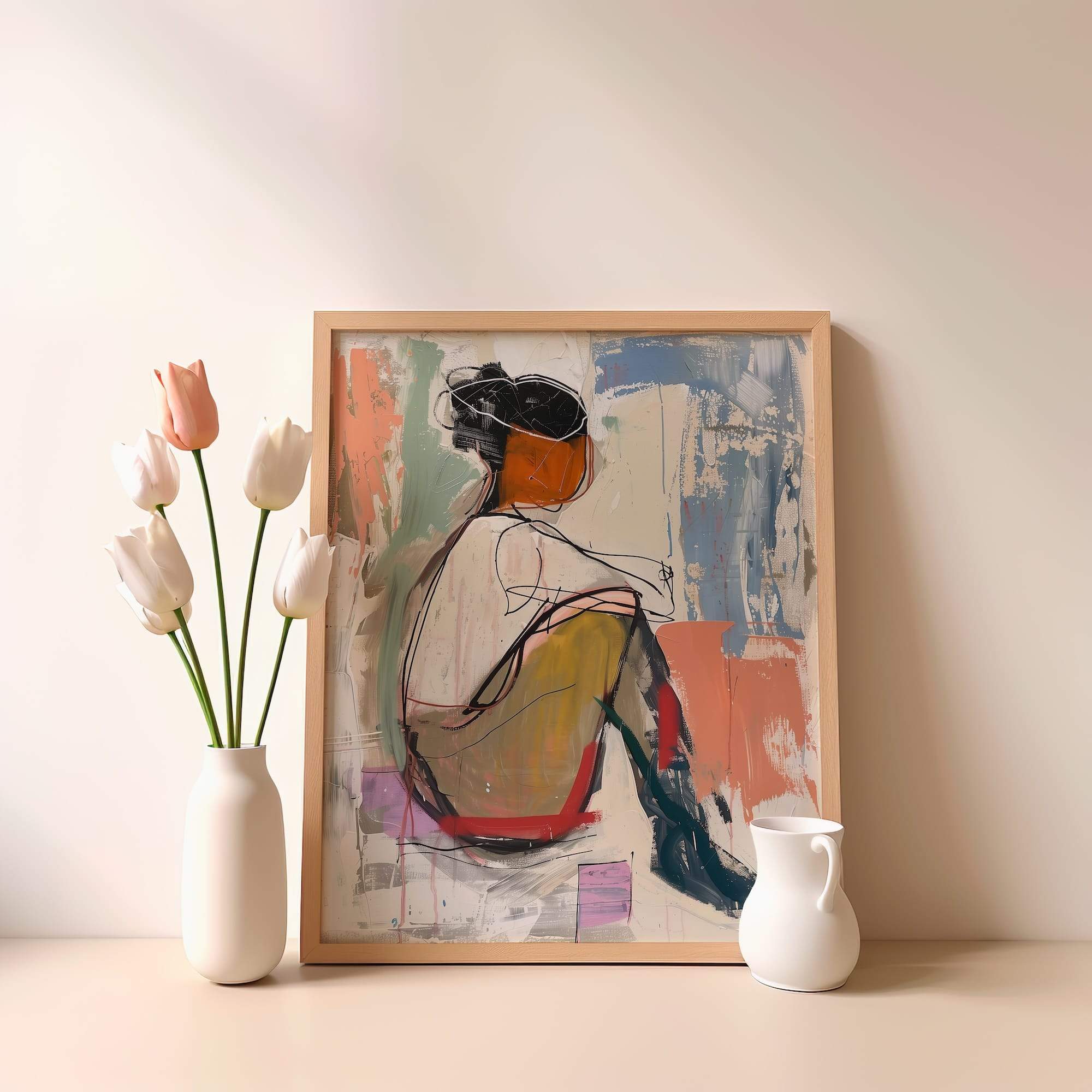 Seated Woman Outline Matte Poster Print