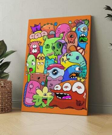 Skullfish And Bubble Faces Matte Canvas Print