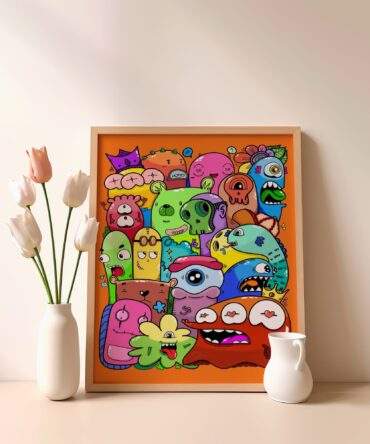 Skullfish And Bubble Faces Matte Poster Print