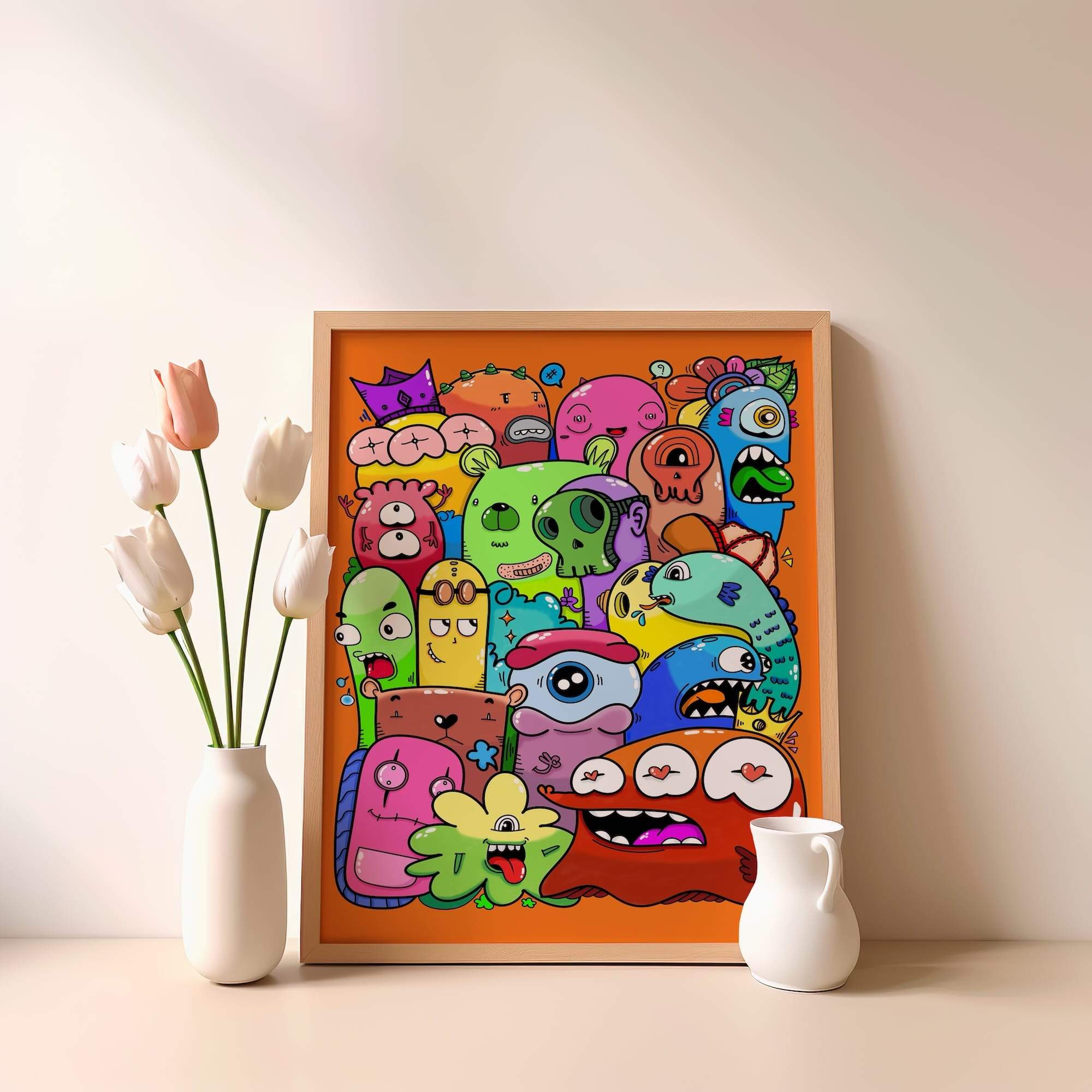 Skullfish And Bubble Faces Matte Poster Print