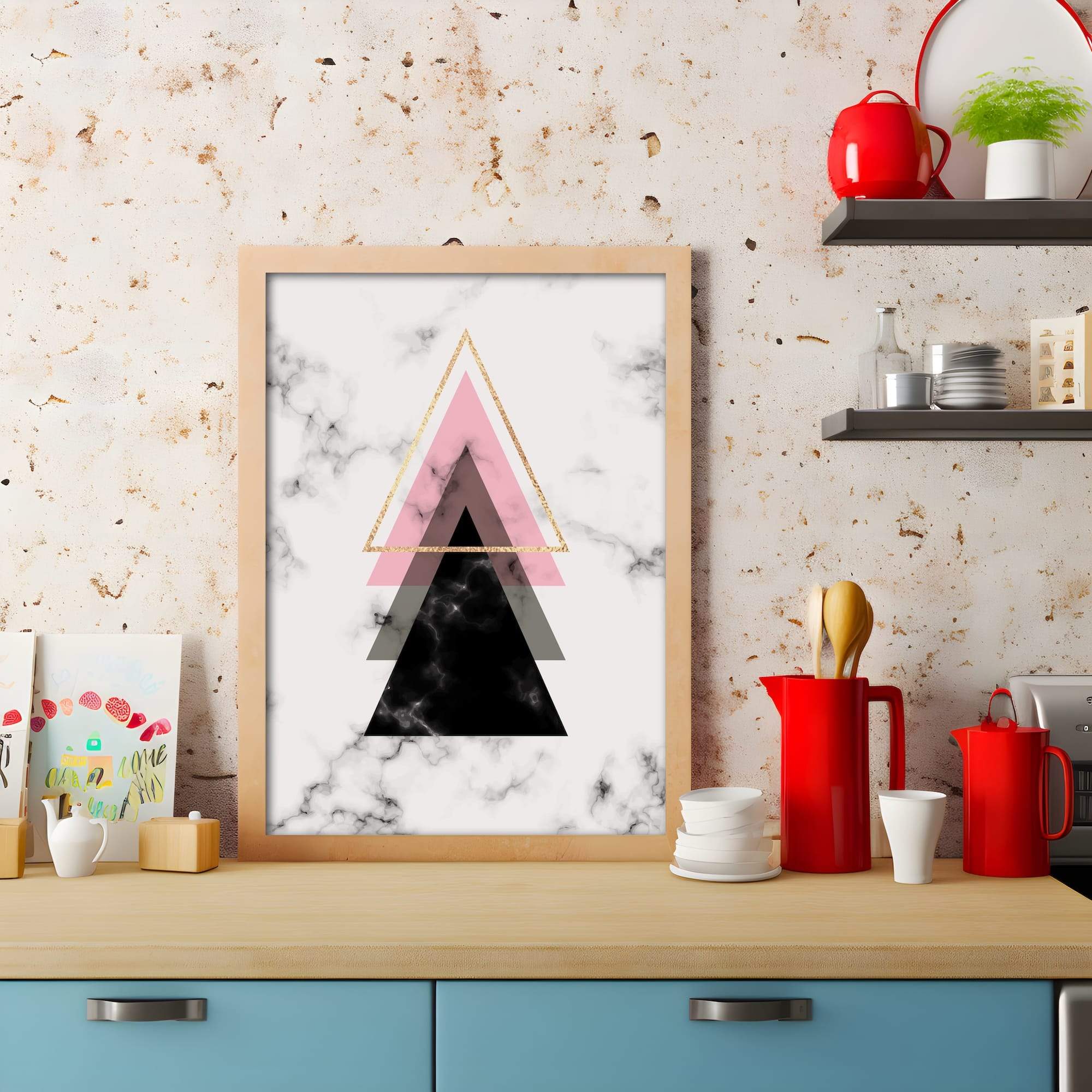 Stacked Triangle Marble Glow Matte Canvas Print - Image 3