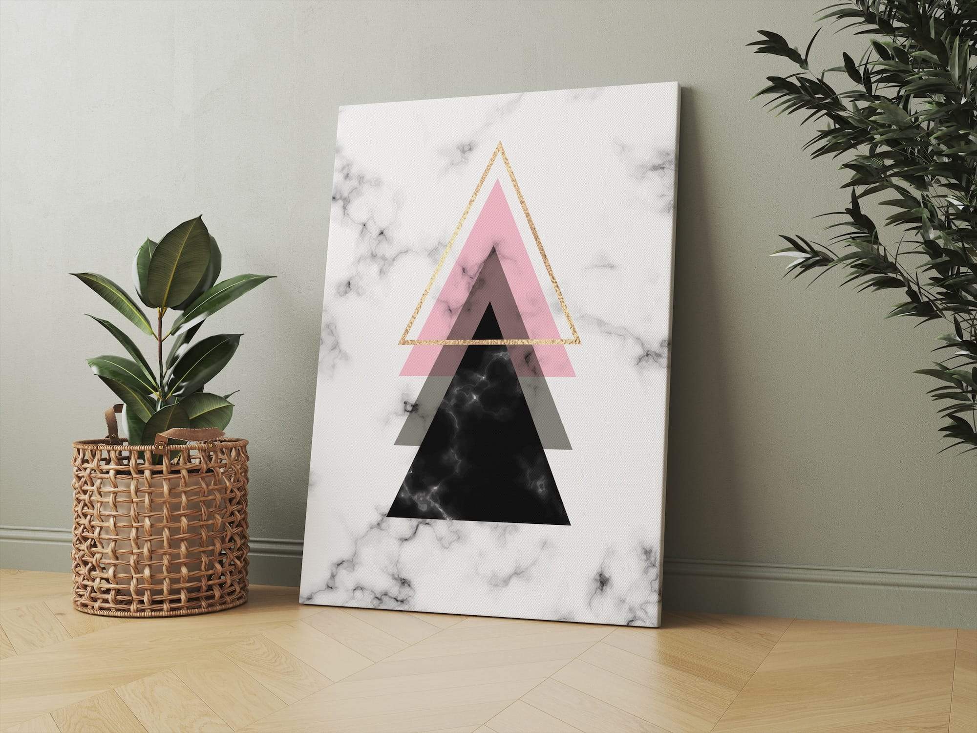 Stacked Triangle Marble Glow Matte Canvas Print