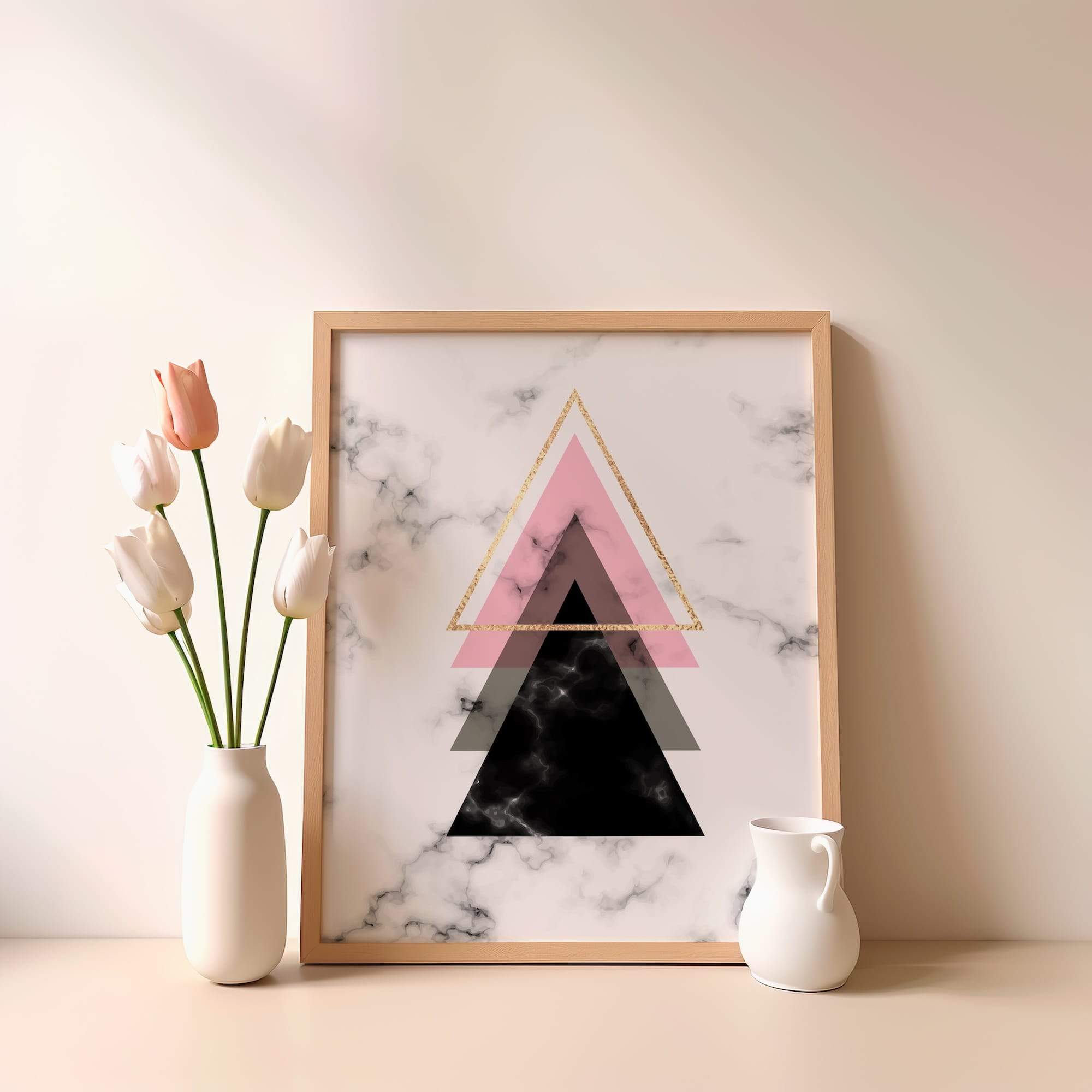 Stacked Triangle Marble Glow Matte Poster Print