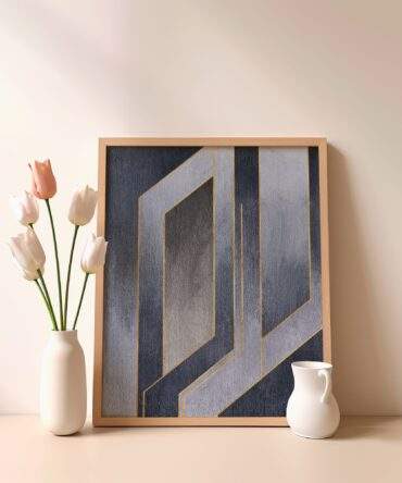 Steel Blue Split Panels Matte Poster Print