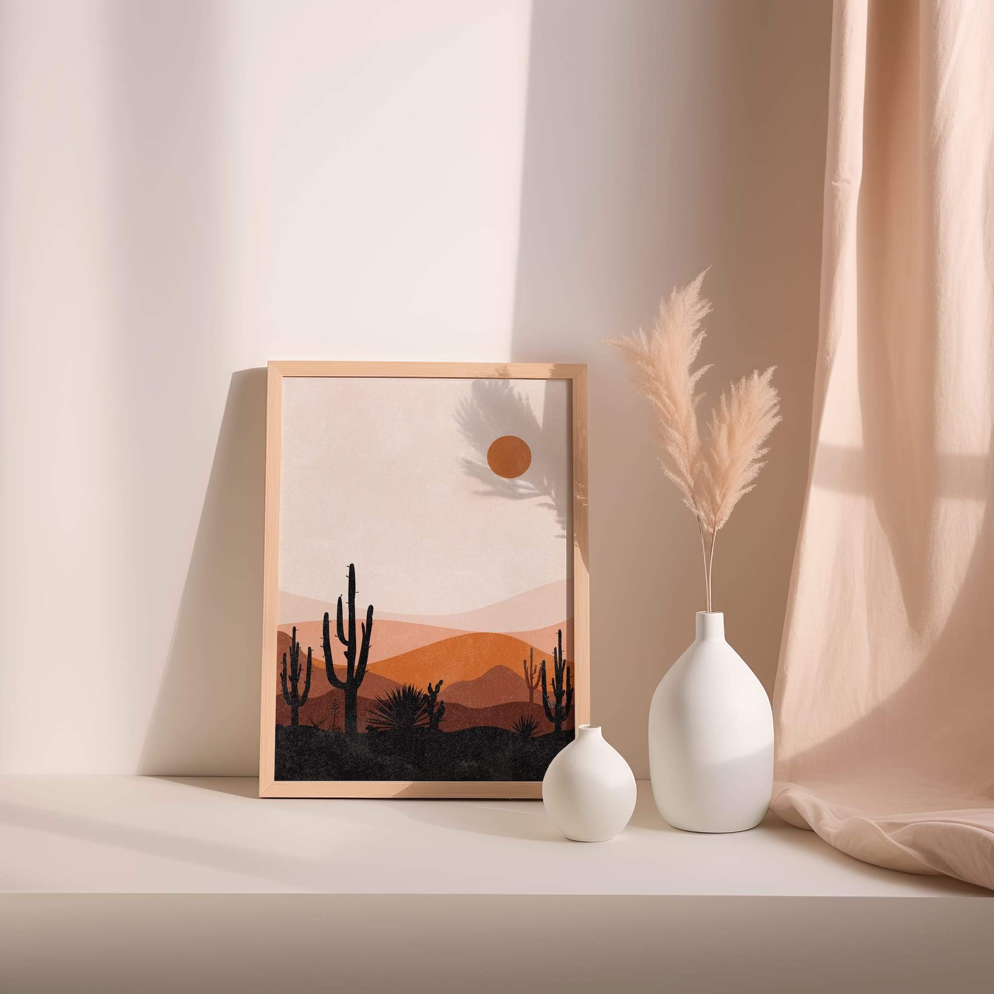 Sunset Cactus Valley Matte Poster Print - Image 2