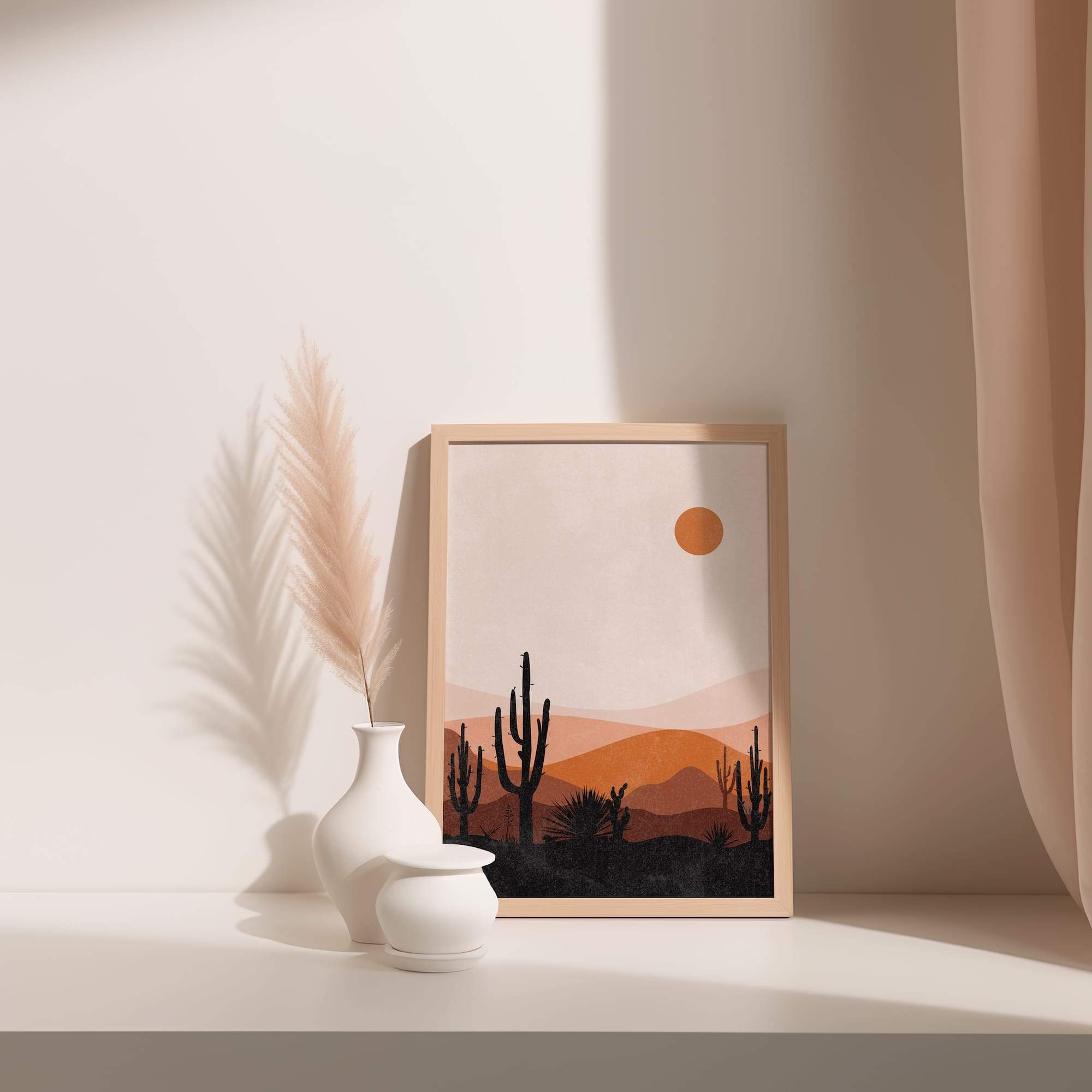 Sunset Cactus Valley Matte Poster Print - Image 3