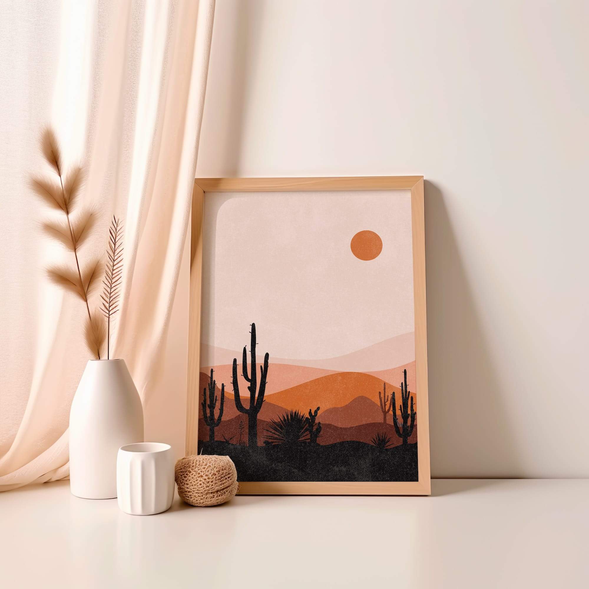 Sunset Cactus Valley Matte Poster Print - Image 4