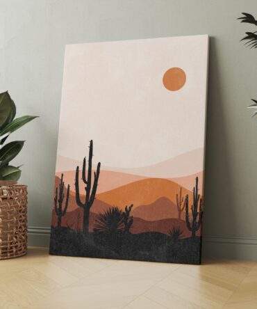 Sunset Cactus Valley Matte Canvas Print